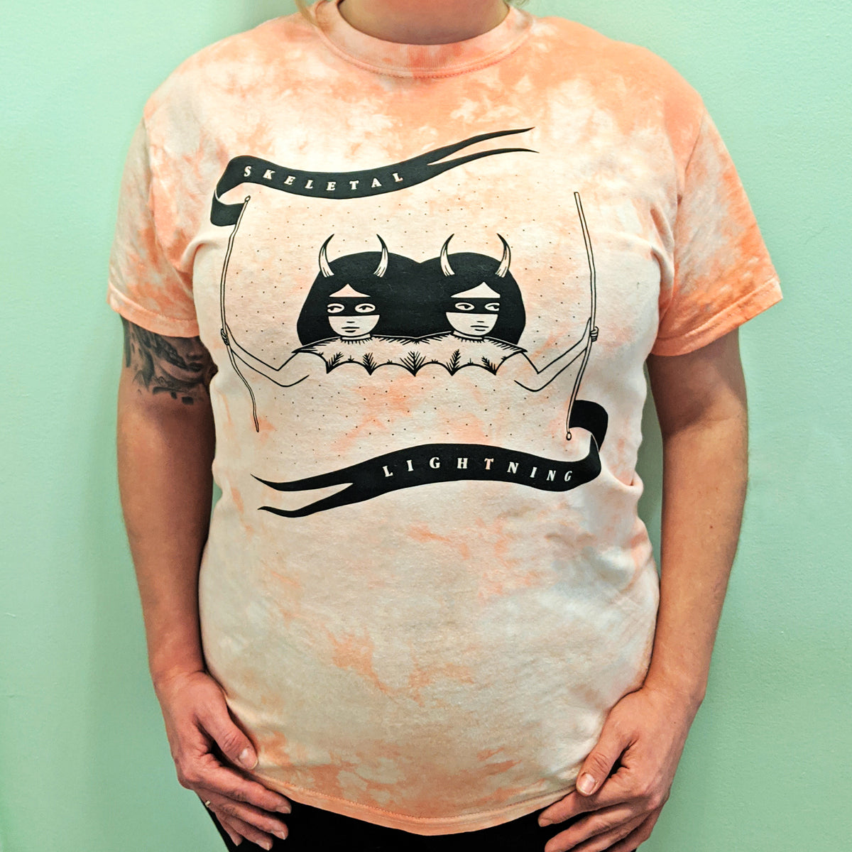 Skeletal Lightning Devil Girls Tie Dye T-Shirt